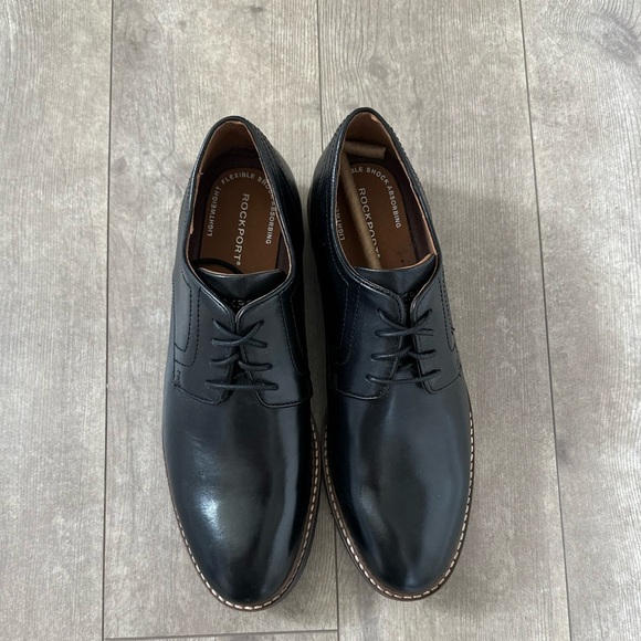 NEW Rockport Men\'s Kenton Plain Toe Oxford Black Glass CH5581 sz 10